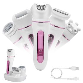 5 In 1 Electric Body Epilator Rechargeable Women\'s Grooming Kit Epilator Shaver Facial Brush Callus Remover 5-Point Massager with LED Light LED Displ
