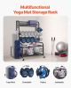 Yoga Mat Storage Rack, Home Gym Workout Equipment Organizer, Powder Coated Finish Steel Yoga Mat Holder with Hooks & Wheels, Weight Rack for Dumbbell