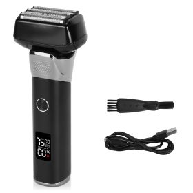 Electric Foil Face Shaver 5-Blade Electric Razor For Men Wet & Dry Jawline Beard Trimmer Precision Sideburn Shavers IPX6 Waterproof With LED Disp (Color: Black)
